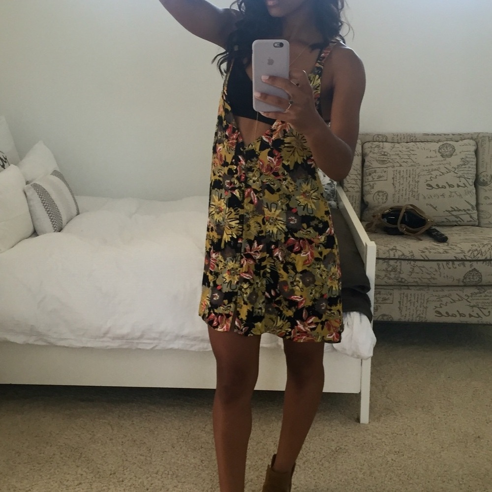 Free People Floral Print Mini Dress